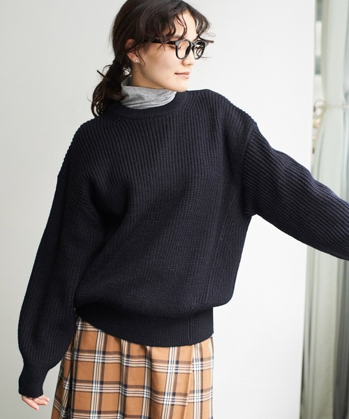 AMERICAN HOLIC（アメリカンホリック）の「クルーネック片畦ニットプルオーバー ＊（ニット/セーター・レディース・グレー系その他2/ブラウン/ネイビー/ベージュ系その他2/アイボリー・L/M）」の5枚目の写真