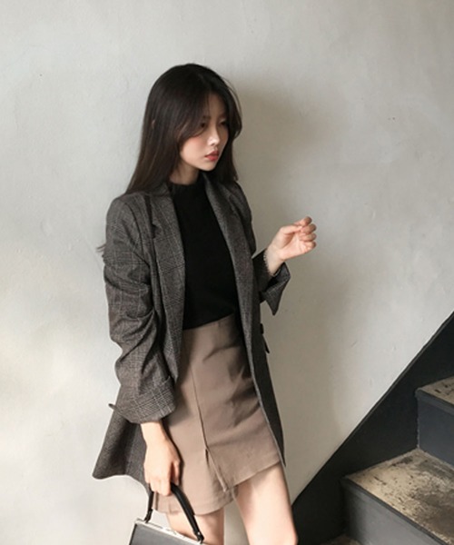 Bifrost(ビフレスト)の「チェックテーラード ロングジャケット(テーラードジャケット・レディース・ブラウン/グレー/グレー系その他/ブラウン系その他/ライトブラウン・FREE)」の8枚目の写真