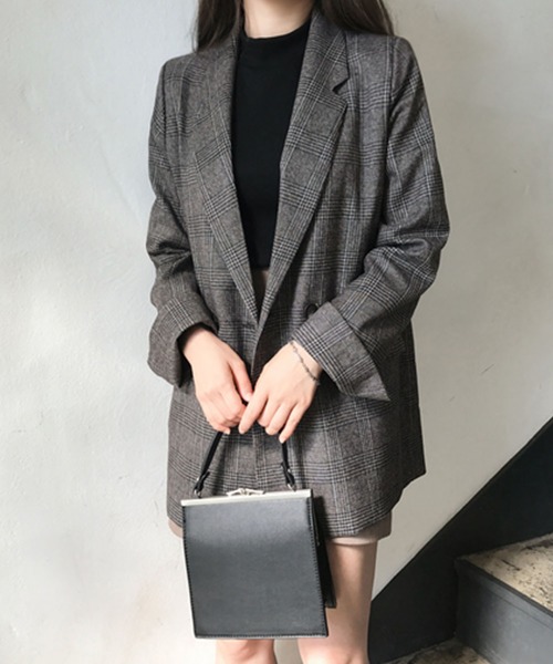 Bifrost(ビフレスト)の「チェックテーラード ロングジャケット(テーラードジャケット・レディース・ブラウン/グレー/グレー系その他/ブラウン系その他/ライトブラウン・FREE)」の10枚目の写真