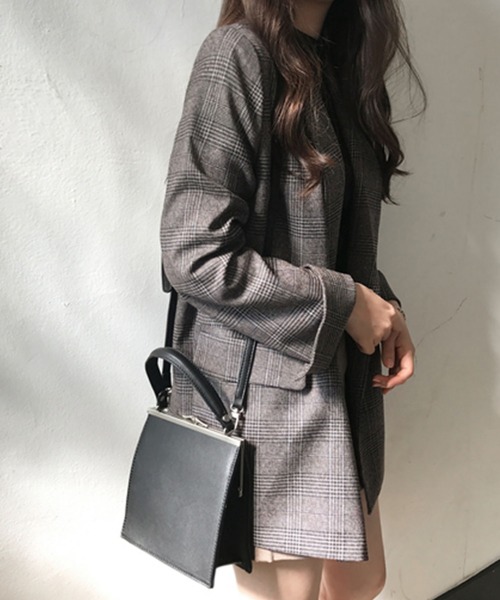 Bifrost(ビフレスト)の「チェックテーラード ロングジャケット(テーラードジャケット・レディース・ブラウン/グレー/グレー系その他/ブラウン系その他/ライトブラウン・FREE)」の11枚目の写真