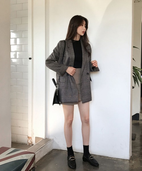 Bifrost(ビフレスト)の「チェックテーラード ロングジャケット(テーラードジャケット・レディース・ブラウン/グレー/グレー系その他/ブラウン系その他/ライトブラウン・FREE)」の13枚目の写真