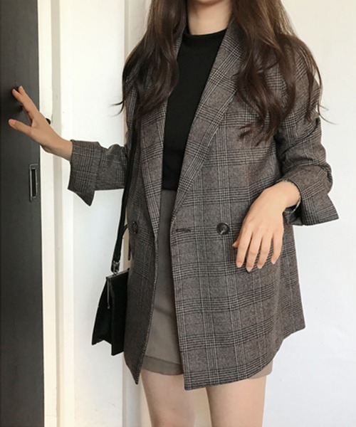 Bifrost(ビフレスト)の「チェックテーラード ロングジャケット(テーラードジャケット・レディース・ブラウン/グレー/グレー系その他/ブラウン系その他/ライトブラウン・FREE)」の14枚目の写真