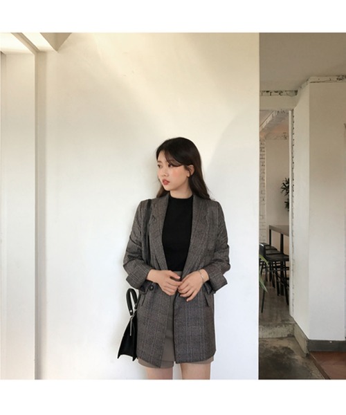 Bifrost(ビフレスト)の「チェックテーラード ロングジャケット(テーラードジャケット・レディース・ブラウン/グレー/グレー系その他/ブラウン系その他/ライトブラウン・FREE)」の15枚目の写真