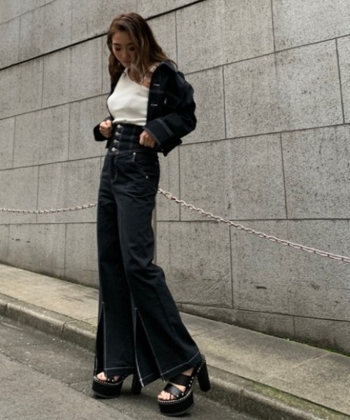 ENVYM(アンビー)の「ステッチハイウエストPT(その他パンツ・レディース・ブラック/ベージュ・S/M)」の6枚目の写真