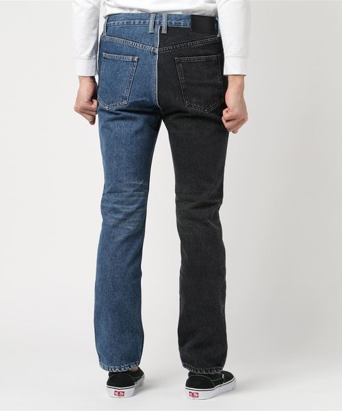 JOHN LAWRENCE SULLIVAN（ジョンローレンスサリバン）の「WASHED DENIM BI-COLOR PANTS（デニムパンツ・メンズ・インディゴブルー・46）」の2枚目の写真