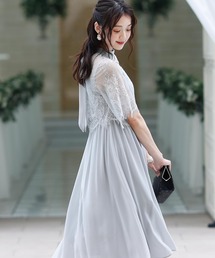 PourVous（プールヴー）の「ロング&七分袖 フォーマル スカラップ フィッシュテール 大きいサイズ 結婚式 ワンピースドレス オケージョンドレス お呼ばれ 二次会 成人式 同窓会 謝恩会 20代 30代（ドレス・レディース）」