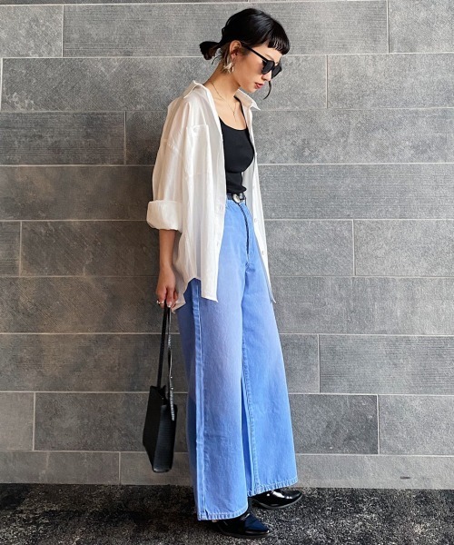 PAGEBOY（ページボーイ）の「コットンレーヨンサファリシャツ（シャツ/ブラウス・レディース・カーキ/ブラック/オフホワイト/グレイッシュベージュ・FREE）」の7枚目の写真