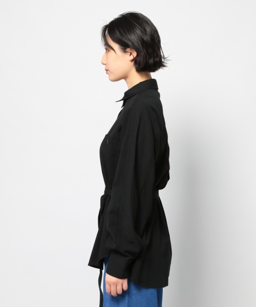 PAGEBOY（ページボーイ）の「コットンレーヨンサファリシャツ（シャツ/ブラウス・レディース・カーキ/ブラック/オフホワイト/グレイッシュベージュ・FREE）」の18枚目の写真