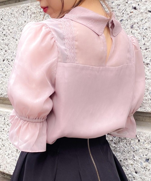 ROJITA(ロジータ)の「フロントスリットリボンシアーブラウス(シャツ/ブラウス・レディース・ブラック/ベージュ/ピンク・FREE)」の14枚目の写真