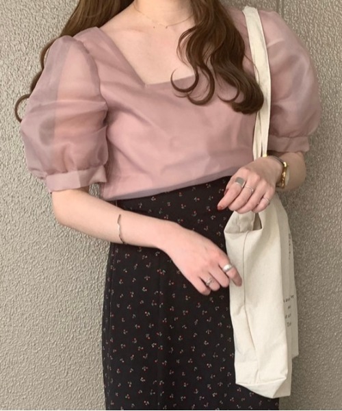 Heather(ヘザー)の「あいねねコラボシアーブラウス 892826(シャツ/ブラウス・レディース・ベージュ系その他/ブラック/ピンク・FREE)」の3枚目の写真