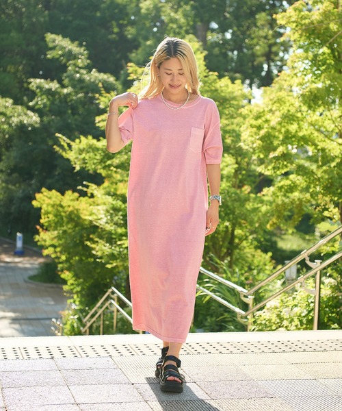 Good On(グッドオン)の「GOOD ON POCKET TEE MAXI ONE PIECE (グッドオン ポケットTマキシワンピース) GOOP1903(ワンピース・レディース・ブラック/ネイビー/グレー/ライトブラウン/ブラック系その他/ライトブルー/コーラルピンク・FREE)」の7枚目の写真
