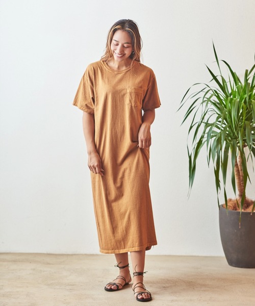 Good On(グッドオン)の「GOOD ON POCKET TEE MAXI ONE PIECE (グッドオン ポケットTマキシワンピース) GOOP1903(ワンピース・レディース・ブラック/ネイビー/グレー/ライトブラウン/ブラック系その他/ライトブルー/コーラルピンク・FREE)」の5枚目の写真