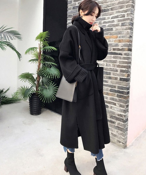 STYLEBLOCK（スタイルブロック）の「ウール調チェスターコート（チェスターコート・レディース・グリーン/キャメル/オレンジ系その他/ブラック・S/XXL/L/M/XL）」の2枚目の写真