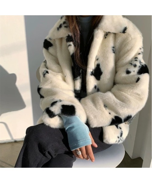 牛柄 ファーコート