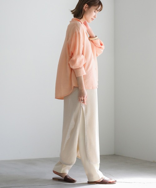 MOCAページ 2021 SS ノーカラーワッシャーデザインシャツ（シャツ/ブラウス