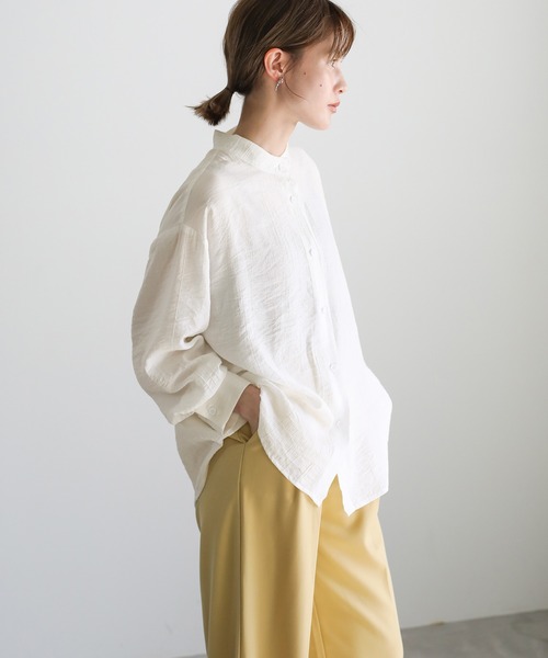 select MOCA(セレクトモカ)の「2021 SS ノーカラーワッシャーデザインシャツ(シャツ/ブラウス・レディース・ホワイト/ブルー/サーモンピンク・FREE)」の16枚目の写真