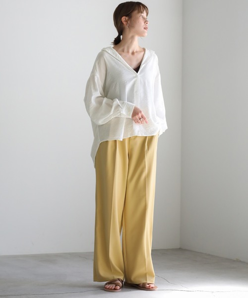 select MOCA(セレクトモカ)の「2021 SS ノーカラーワッシャーデザインシャツ(シャツ/ブラウス・レディース・ホワイト/ブルー/サーモンピンク・FREE)」の13枚目の写真