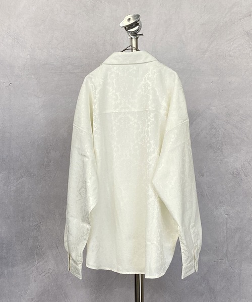 Beno（ビーノ）の「ダマスク柄 サテンジャガード ドルマンシルエット ワイド シャツ（シャツ/ブラウス・メンズ・ライトグレー/ブラック/オフホワイト/スモークピンク/グリーン/ワイン・M/L）」の8枚目の写真