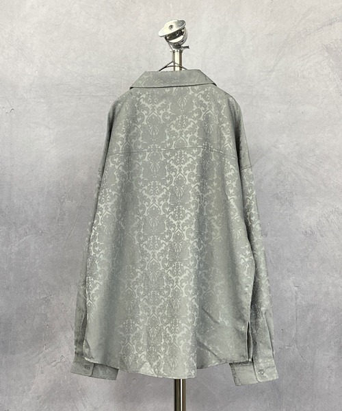 Beno（ビーノ）の「ダマスク柄 サテンジャガード ドルマンシルエット ワイド シャツ（シャツ/ブラウス・メンズ・ライトグレー/ブラック/オフホワイト/スモークピンク/グリーン/ワイン・M/L）」の10枚目の写真
