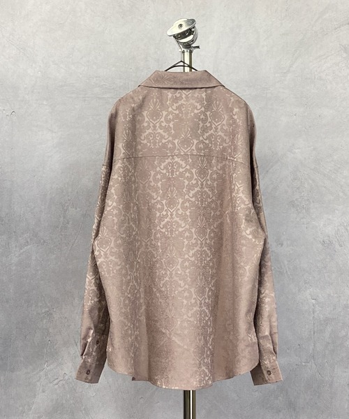 Beno（ビーノ）の「ダマスク柄 サテンジャガード ドルマンシルエット ワイド シャツ（シャツ/ブラウス・メンズ・ライトグレー/ブラック/オフホワイト/スモークピンク/グリーン/ワイン・M/L）」の11枚目の写真
