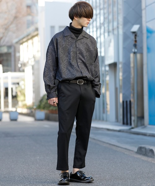 Beno（ビーノ）の「ダマスク柄 サテンジャガード ドルマンシルエット ワイド シャツ（シャツ/ブラウス・メンズ・ライトグレー/ブラック/オフホワイト/スモークピンク/グリーン/ワイン・M/L）」の20枚目の写真