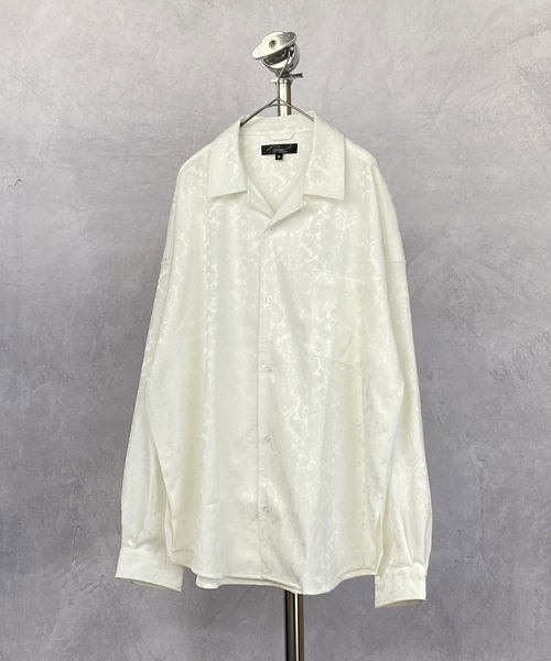 Beno（ビーノ）の「ダマスク柄 サテンジャガード ドルマンシルエット ワイド シャツ（シャツ/ブラウス・メンズ・ライトグレー/ブラック/オフホワイト/スモークピンク/グリーン/ワイン・M/L）」の15枚目の写真