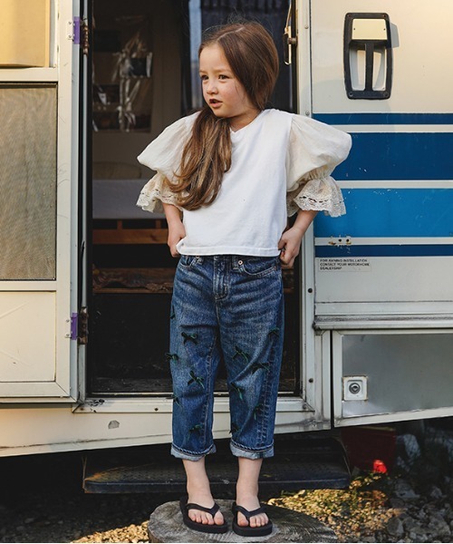 GO TO HOLLYWOOD（ゴートゥーハリウッド）の「デニム コリボン キャロット ロングパンツ（デニムパンツ・キッズ・ネイビー/ブルー・130/140）」の2枚目の写真