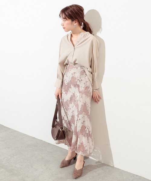 natural couture(ナチュラルクチュール)の「配色レースマーメイドスカート(スカート・レディース・ピンク/オレンジ系その他/グレイッシュベージュ・FREE)」の3枚目の写真