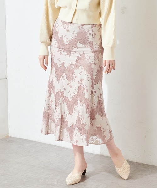 natural couture(ナチュラルクチュール)の「配色レースマーメイドスカート(スカート・レディース・ピンク/オレンジ系その他/グレイッシュベージュ・FREE)」の8枚目の写真