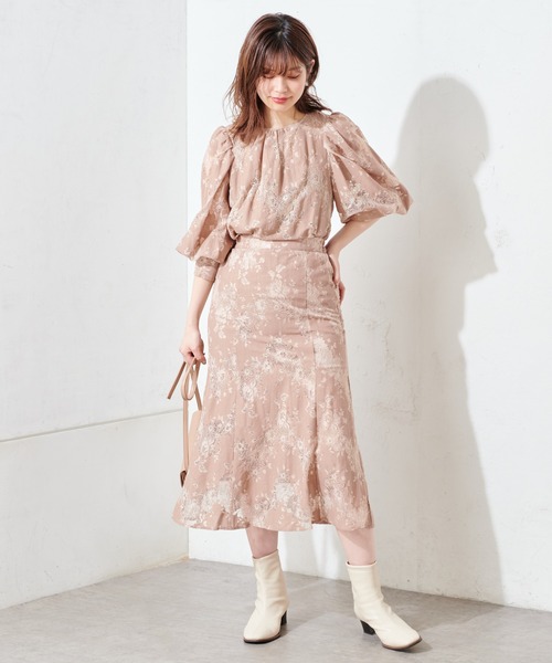 natural couture(ナチュラルクチュール)の「配色レースマーメイドスカート(スカート・レディース・ピンク/オレンジ系その他/グレイッシュベージュ・FREE)」の14枚目の写真