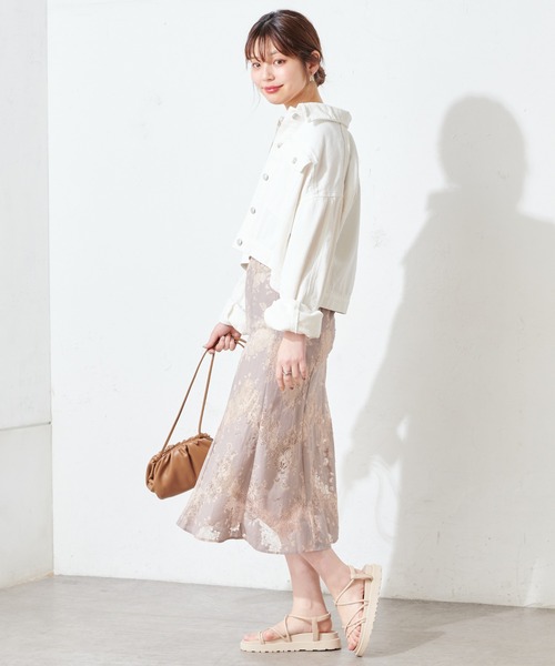 natural couture(ナチュラルクチュール)の「配色レースマーメイドスカート(スカート・レディース・ピンク/オレンジ系その他/グレイッシュベージュ・FREE)」の6枚目の写真