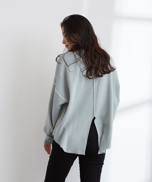 Wefst(ウェスト)の「【Wefst】ジャガード編み配色パイピングカットソー(Tシャツ/カットソー・レディース・ホワイト/ブラック/ブルー/グリーン系その他/ライトベージュ・FREE)」の5枚目の写真