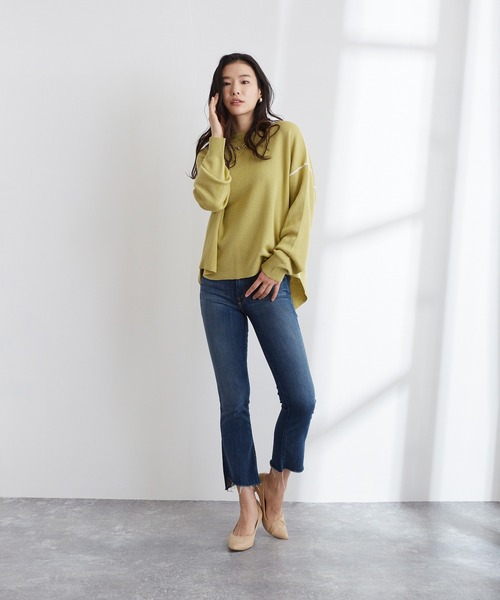 Wefst(ウェスト)の「【Wefst】ジャガード編み配色パイピングカットソー(Tシャツ/カットソー・レディース・ホワイト/ブラック/ブルー/グリーン系その他/ライトベージュ・FREE)」の14枚目の写真