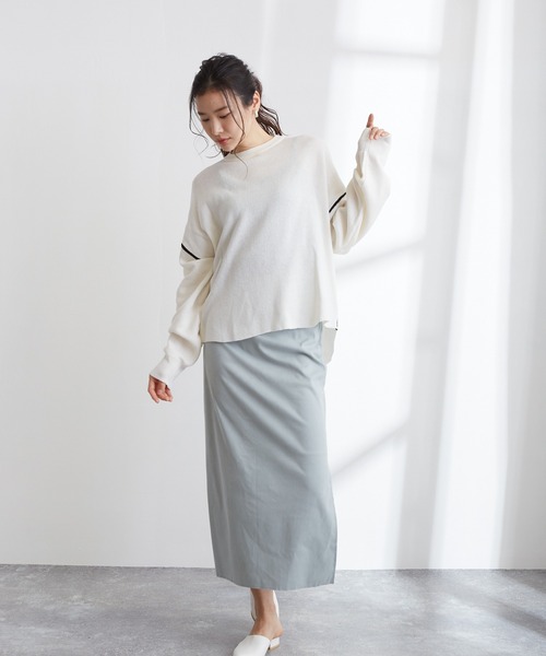 Wefst(ウェスト)の「【Wefst】ジャガード編み配色パイピングカットソー(Tシャツ/カットソー・レディース・ホワイト/ブラック/ブルー/グリーン系その他/ライトベージュ・FREE)」の22枚目の写真