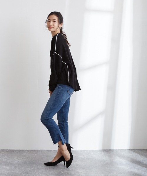 Wefst(ウェスト)の「【Wefst】ジャガード編み配色パイピングカットソー(Tシャツ/カットソー・レディース・ホワイト/ブラック/ブルー/グリーン系その他/ライトベージュ・FREE)」の17枚目の写真