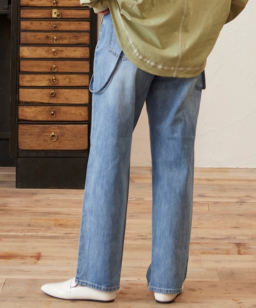 MATCH&more(マッチアンドモア)の「デニムレースアップパンツ(デニムパンツ・レディース・ブラック/パープル/ネイビー/ブルー/オフホワイト・FREE)」の8枚目の写真