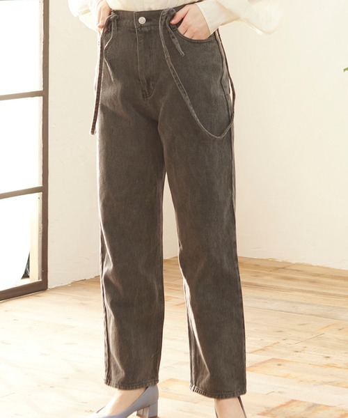 MATCH&more(マッチアンドモア)の「デニムレースアップパンツ(デニムパンツ・レディース・ブラック/パープル/ネイビー/ブルー/オフホワイト・FREE)」の19枚目の写真