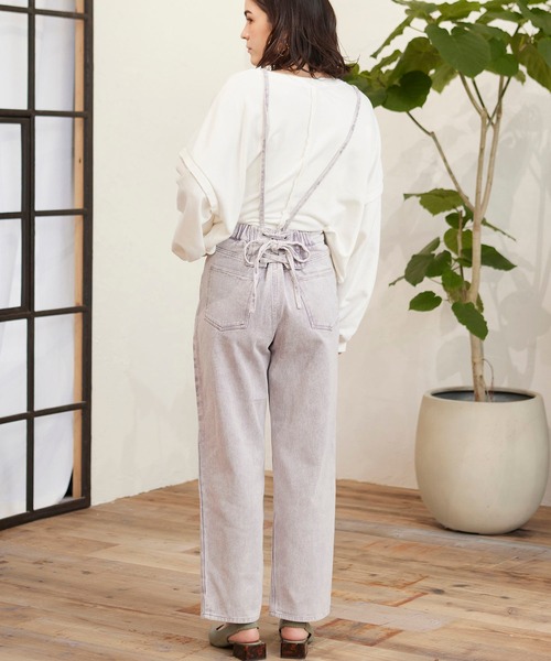 MATCH&more(マッチアンドモア)の「デニムレースアップパンツ(デニムパンツ・レディース・ブラック/パープル/ネイビー/ブルー/オフホワイト・FREE)」の20枚目の写真