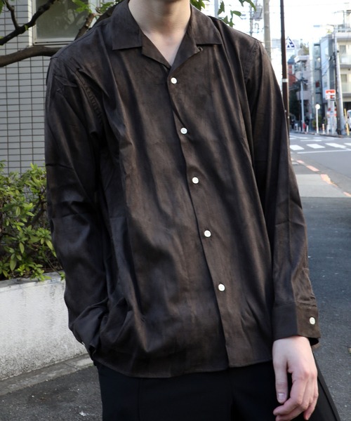 DETAILS（ディテールズ）の「DETAILS/ フェイクスウェード開襟シャツ（シャツ/ブラウス・メンズ・ベージュ/チャコールグレー・SMALL/LARGE）」の2枚目の写真