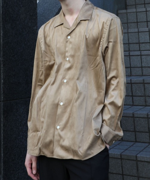 DETAILS（ディテールズ）の「DETAILS/ フェイクスウェード開襟シャツ（シャツ/ブラウス・メンズ・ベージュ/チャコールグレー・SMALL/LARGE）」の4枚目の写真