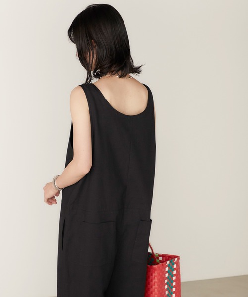 forksy.】リネンタッチくるみボタン付きオールインワン forksy