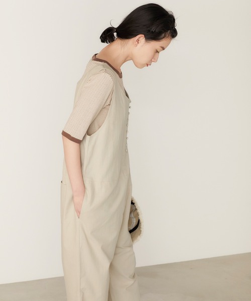 forksy.】リネンタッチくるみボタン付きオールインワン forksy.│MONO