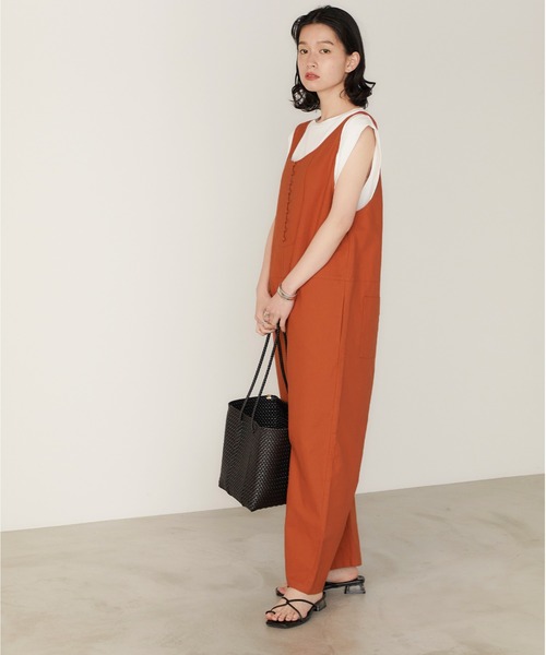 forksy.】リネンタッチくるみボタン付きオールインワン forksy.│MONO