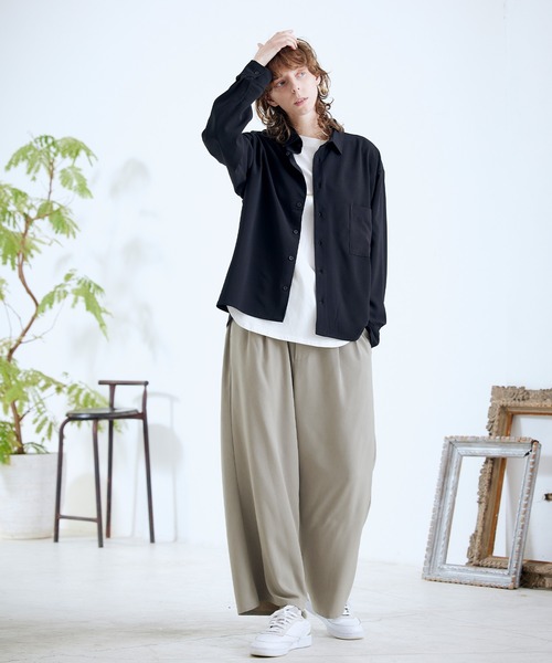 ENDER PRODUCTS（エンダープロダクツ）の「ブライトポプリン オーバースクエア レギュラーカラー シャツ【ENDER PRODUCTS/エンダープロダクツ】（シャツ/ブラウス・メンズ・ブラック/グリーン系その他/ベージュ系その他/キナリ/ベージュ・L/M）」の6枚目の写真