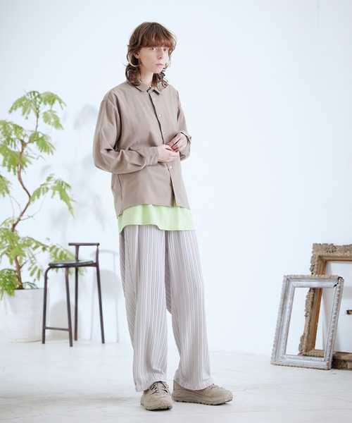 ENDER PRODUCTS（エンダープロダクツ）の「ブライトポプリン オーバースクエア レギュラーカラー シャツ【ENDER PRODUCTS/エンダープロダクツ】（シャツ/ブラウス・メンズ・ブラック/グリーン系その他/ベージュ系その他/キナリ/ベージュ・L/M）」の12枚目の写真