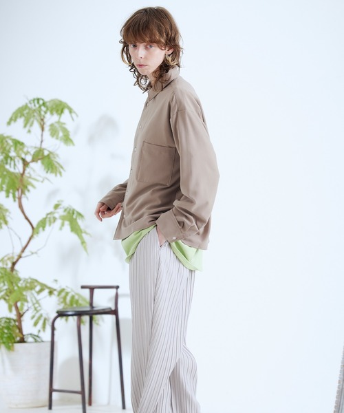 ENDER PRODUCTS（エンダープロダクツ）の「ブライトポプリン オーバースクエア レギュラーカラー シャツ【ENDER PRODUCTS/エンダープロダクツ】（シャツ/ブラウス・メンズ・ブラック/グリーン系その他/ベージュ系その他/キナリ/ベージュ・L/M）」の13枚目の写真