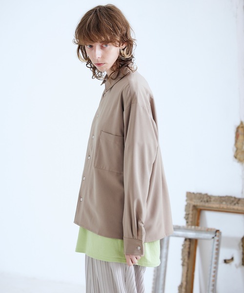 ENDER PRODUCTS（エンダープロダクツ）の「ブライトポプリン オーバースクエア レギュラーカラー シャツ【ENDER PRODUCTS/エンダープロダクツ】（シャツ/ブラウス・メンズ・ブラック/グリーン系その他/ベージュ系その他/キナリ/ベージュ・L/M）」の14枚目の写真