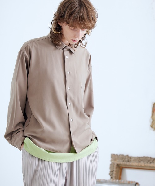 ENDER PRODUCTS（エンダープロダクツ）の「ブライトポプリン オーバースクエア レギュラーカラー シャツ【ENDER PRODUCTS/エンダープロダクツ】（シャツ/ブラウス・メンズ・ブラック/グリーン系その他/ベージュ系その他/キナリ/ベージュ・L/M）」の15枚目の写真