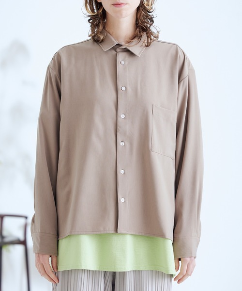 ENDER PRODUCTS（エンダープロダクツ）の「ブライトポプリン オーバースクエア レギュラーカラー シャツ【ENDER PRODUCTS/エンダープロダクツ】（シャツ/ブラウス・メンズ・ブラック/グリーン系その他/ベージュ系その他/キナリ/ベージュ・L/M）」の17枚目の写真