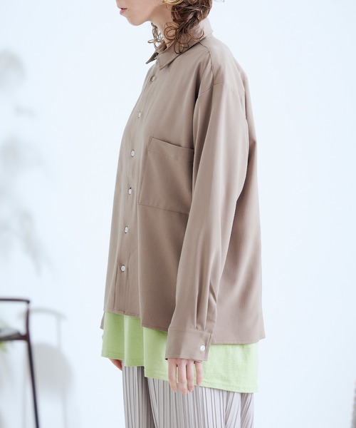 ENDER PRODUCTS（エンダープロダクツ）の「ブライトポプリン オーバースクエア レギュラーカラー シャツ【ENDER PRODUCTS/エンダープロダクツ】（シャツ/ブラウス・メンズ・ブラック/グリーン系その他/ベージュ系その他/キナリ/ベージュ・L/M）」の18枚目の写真